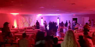 Indoor party with red lights